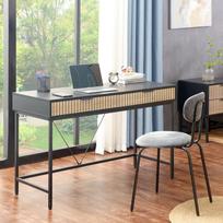 juodas stalas - Rašomasis stalas su stalčiais Home4you Helve 40919, 120 cm x 48 cm, 76 cm, ruda sp./juoda sp. - 4 nuotrauka