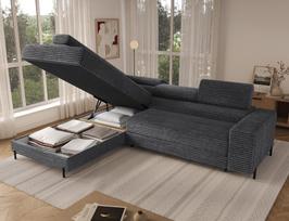 sofa lova 200 - Kampinė sofa-lova Colesio, tamsiai pilka (Dark Gray), kairinė, 200 x 274 cm x 93 cm - 3 nuotrauka