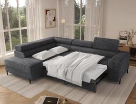 sofa lova 200 - Kampinė sofa-lova Colesio, tamsiai pilka (Dark Gray), kairinė, 200 x 274 cm x 93 cm - 4 nuotrauka