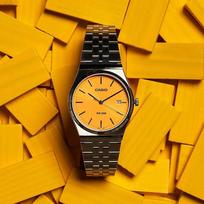 casio laikrodis silver - Casio MTP-B145D-9A Sidabrinis/Geltonas (Silver/Yellow) - 7 nuotrauka