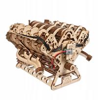 3d puzzle - Ugears 3D medinė mechaninė dėlionė V8 variklis - 2 nuotrauka