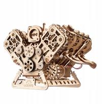 3d puzzle - Ugears 3D medinė mechaninė dėlionė V8 variklis - 3 nuotrauka