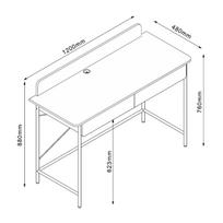 rasomasis stalas baltas - Rašomasis stalas su stalčiais Home4you Ferdie, 120 cm x 48 cm, 88 cm, ruda sp./balta sp. - 2 nuotrauka