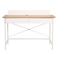 rasomasis stalas baltas - Rašomasis stalas su stalčiais Home4you Ferdie, 120 cm x 48 cm, 88 cm, ruda sp./balta sp. - 3 nuotrauka