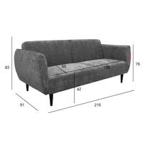 sofa lova home4you - Sofa-lova Home4you Hermes, pilka, 216 x 91 cm x 83 cm - 2 nuotrauka