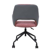 kede su ratukais - Darbo kėdė Home4you Keno 38915, 62 x 57 x 82 - 88 cm, pilka/tamsiai rožinė - 4 nuotrauka