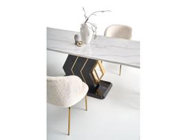 stalas baltas isskleidziamas - Valgomojo stalas Vincenzo, baltas marmuras (White Marble), juodos/auksinės kojos (Black/Gold) - 6 nuotrauka