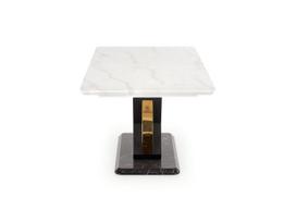 stalas baltas isskleidziamas - Valgomojo stalas Vincenzo, baltas marmuras (White Marble), juodos/auksinės kojos (Black/Gold) - 7 nuotrauka