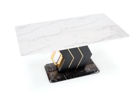 stalas baltas isskleidziamas - Valgomojo stalas Vincenzo, baltas marmuras (White Marble), juodos/auksinės kojos (Black/Gold) - 8 nuotrauka