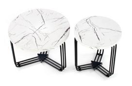 juodo marmur - Kavos staliukas Halmar Antica M, baltas/juodas, 550 mm x 550 mm x 410 mm - 2 nuotrauka