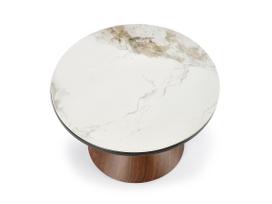 kavos staliukai aukso - Kavos staliukas Halmar Genesis, baltas marmuras/riešutas/auksas (White Marble/Walnut/Gold) - 6 nuotrauka