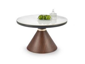 kavos staliukai aukso - Kavos staliukas Halmar Genesis, baltas marmuras/riešutas/auksas (White Marble/Walnut/Gold) - 7 nuotrauka