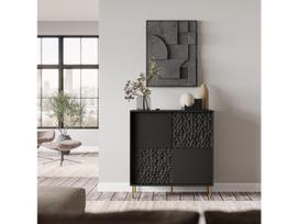 komoda 100 - Komoda Bullet KM-2, aukso/juoda, 100 cm x 41 cm x 105 cm - 3 nuotrauka