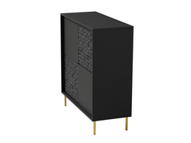 komoda 100 - Komoda Bullet KM-2, aukso/juoda, 100 cm x 41 cm x 105 cm - 7 nuotrauka
