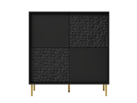 komoda 100 - Komoda Bullet KM-2, aukso/juoda, 100 cm x 41 cm x 105 cm - 8 nuotrauka