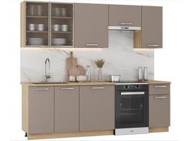 azuolo virtuves baldai - Virtuvės baldų komplektas Halmar Alicante 240, smėlio/ąžuolo (Beige/Oak) - 2 nuotrauka