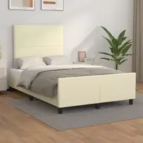 vidaXL Lovos rėmas su galvūgaliu, Kreminis (Cream), 120x200 cm, dirbtinė oda