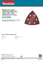 80 slifavimo padas - Šlifavimo popierius Mediena / patvarus G60, 80, 100, 120, 180,(kiekvieno 2 vnt.). Makita B-21559 - 2 nuotrauka