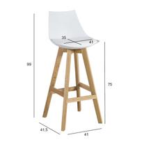 baro kedes su - Home4you Sonja Bar Stool White/Oak - 2 nuotrauka