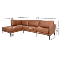 minkstas kampas rudas - Kampinė sofa Home4you Sofia, ruda, kairinė, 257 x 168 cm x 82 cm - 2 nuotrauka