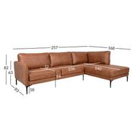minkstas kampas rudas - Kampinė sofa Home4you Sofia, ruda, dešininė, 257 x 168 cm x 82 cm - 2 nuotrauka