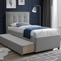 miegamojo lova su ciuziniu - Lova Home4you Oswaldo 28881, pilka, 215x117.5 cm, su grotelėmis - 2 nuotrauka
