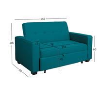 melyna sofa lova - Sofa-lova Home4you Feya, mėlyna, 146 x 86 cm x 88 cm - 2 nuotrauka