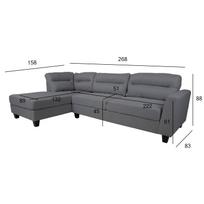 sofos kampai - Kampinė sofa Home4you Helsinki, tamsiai pilka, kairinė, 268 x 158 cm x 88 cm - 2 nuotrauka