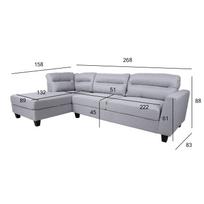 sofa lova home4you - Kampinė sofa Home4you Helsinki, šviesiai pilka, kairinė, 268 x 158 cm x 88 cm - 3 nuotrauka
