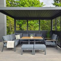 lauko baldai senukai - Lauko baldų komplektas Home4you Parker, pilkas, 8-9 vietų - 3 nuotrauka