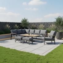 lauko baldai senukai - Lauko baldų komplektas Home4you Parker, pilkas, 8-9 vietų - 5 nuotrauka