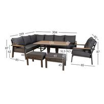 lauko baldai senukai - Lauko baldų komplektas Home4you Parker, pilkas, 8-9 vietų - 6 nuotrauka
