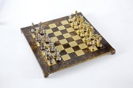 sachmatu rinkinys - Manopoulos Disko Metiko metalinių šachmatų rinkinys 36 cm šachmatų lenta - 3 nuotrauka