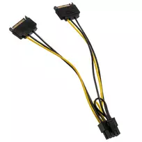 sata pcie laidas - Akasa AK-CBPW19-15 2x 15-Pin-SATA į 1x 6+2-Pin-PCIe Adapteris - 2 nuotrauka