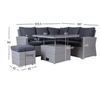 sofa senukai - Lauko baldų komplektas SAMUEL Stalas, kampinė sofa ir pufas - 2 nuotrauka