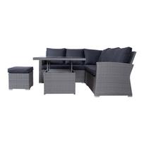 sofa senukai - Lauko baldų komplektas SAMUEL Stalas, kampinė sofa ir pufas - 3 nuotrauka