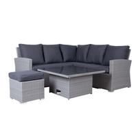 sofa senukai - Lauko baldų komplektas SAMUEL Stalas, kampinė sofa ir pufas - 4 nuotrauka