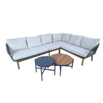 lauko stalai senukai - Lauko baldų komplektas Home4you TUXEDO, kampinė sofa ir 2 stalai, balta/pilka (White/Grey) - 3 nuotrauka