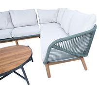 lauko stalai senukai - Lauko baldų komplektas Home4you TUXEDO, kampinė sofa ir 2 stalai, balta/pilka (White/Grey) - 4 nuotrauka