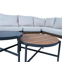lauko stalai senukai - Lauko baldų komplektas Home4you TUXEDO, kampinė sofa ir 2 stalai, balta/pilka (White/Grey) - 5 nuotrauka