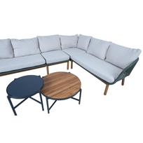 lauko stalai senukai - Lauko baldų komplektas Home4you TUXEDO, kampinė sofa ir 2 stalai, balta/pilka (White/Grey) - 6 nuotrauka
