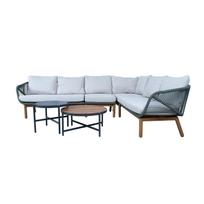 lauko stalai senukai - Lauko baldų komplektas Home4you TUXEDO, kampinė sofa ir 2 stalai, balta/pilka (White/Grey) - 7 nuotrauka