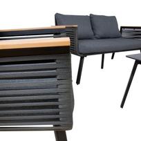 lauko stalai senukai - Lauko baldų komplektas Home4You Malaga, juodas/pilkas - 8 nuotrauka