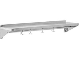 nerudijancio plieno virtuves lentyna - YATO Sieninė lentyna su kabliukais YG-08938, nerūdijančio plieno (Stainless Steel) 150 x 30 x 18 cm - 3 nuotrauka