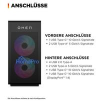 desktop pc - HP OMEN Desktop Gaming PC GT16-1173ng, AMD Ryzen 7 9800X3D, 64GB DDR4, 2TB SSD, Radeon 9700 XT 16GB, Juodas (Black) - 10 nuotrauka