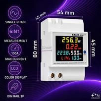 energy - Qoltec 50977 Vienfazis 6-in-1 elektros suvartojimo skaitiklis ,  DIN bėgiui ,  230V ,  100A ,  LCD ,  CT ,  3P - 5 nuotrauka