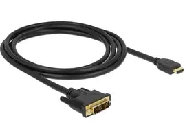 hdmi 2.1 kabelis - Delock DVI 18+1 Male to HDMI-A Male 2m Black - 2 nuotrauka