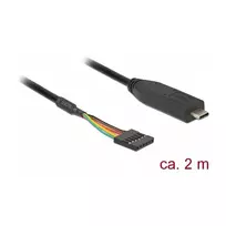 usb ttl - DeLOCK 63947 USB-C į TTL 6-pin konverteris, 2 m, Juodas (Black) - 2 nuotrauka