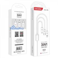 3.1 usb a to usb c - iKaku KSC-078 3in1 USB-A to Type-C / Lightning / Micro USB 1m White - 2 nuotrauka