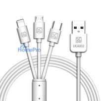 3.1 usb a to usb c - iKaku KSC-078 3in1 USB-A to Type-C / Lightning / Micro USB 1m White - 4 nuotrauka